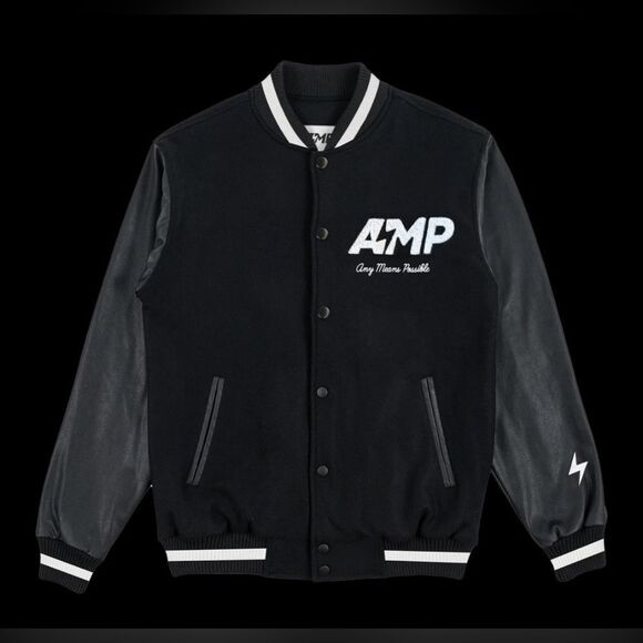 AMP Limited Edition U Varsity Wool Blend and Leather Jacket - Picture 1 of 14